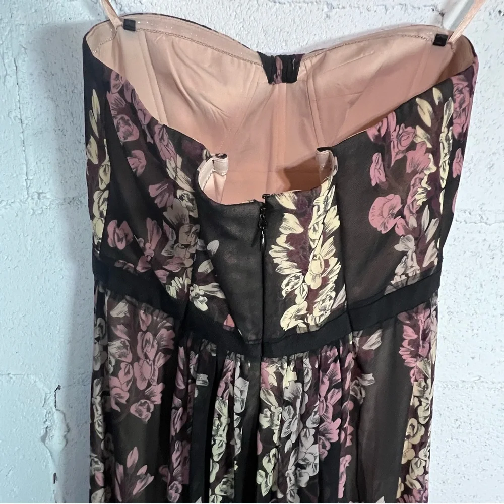 BCBG Maxazria Amber Strapless Floral Print Maxi Gown Dress- 12 - Picture 8 of 15